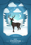 蓝色背景圣诞主题的麋鹿
