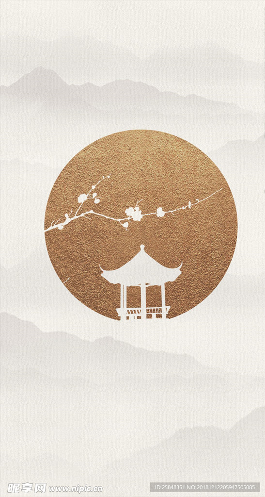 中秋 微信 背景 山禅 中式