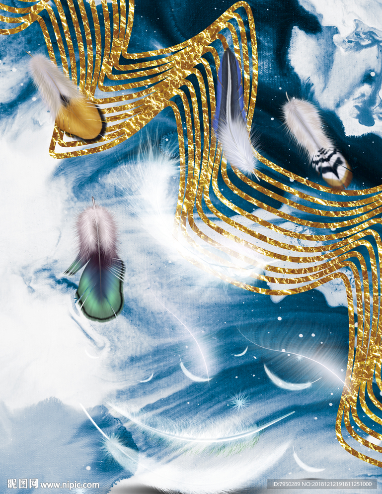 北欧羽毛背景墙