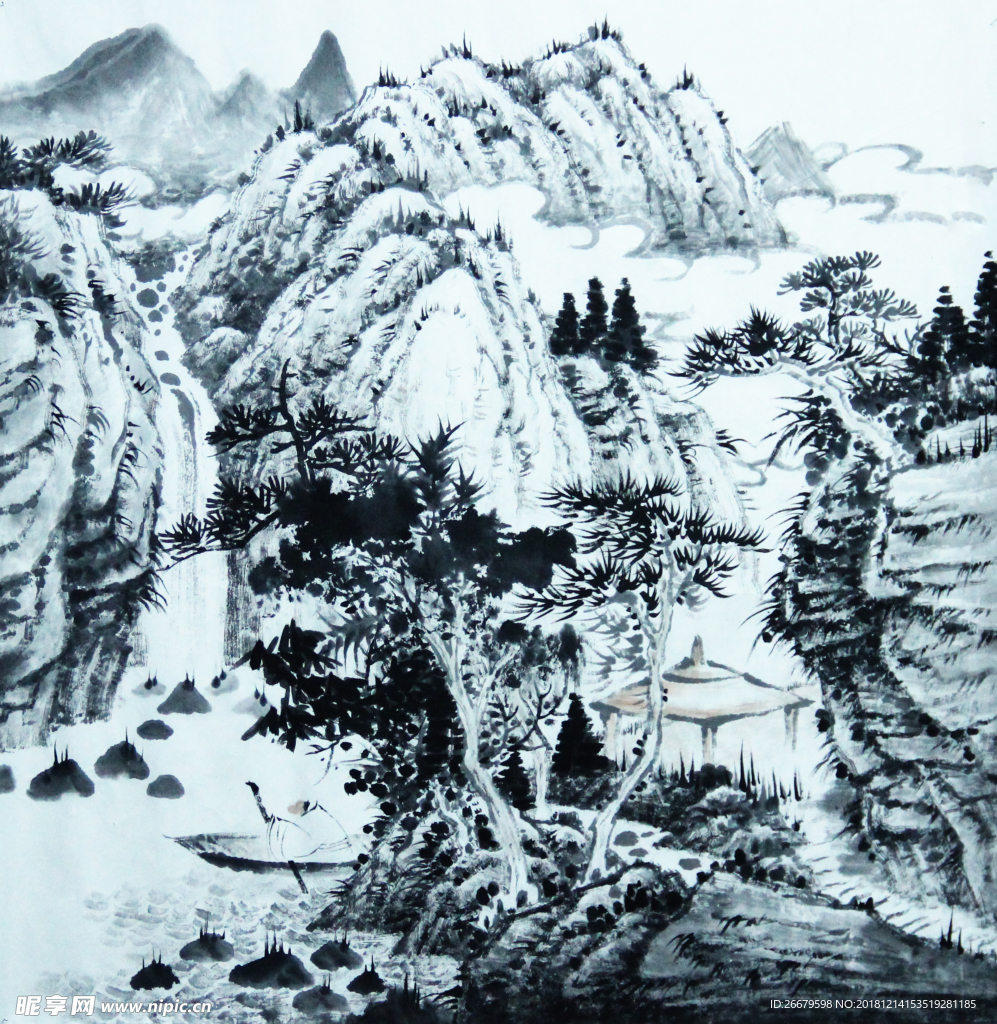 国画山景