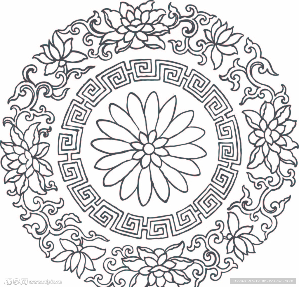 莲花 回纹 花纹 祥纹