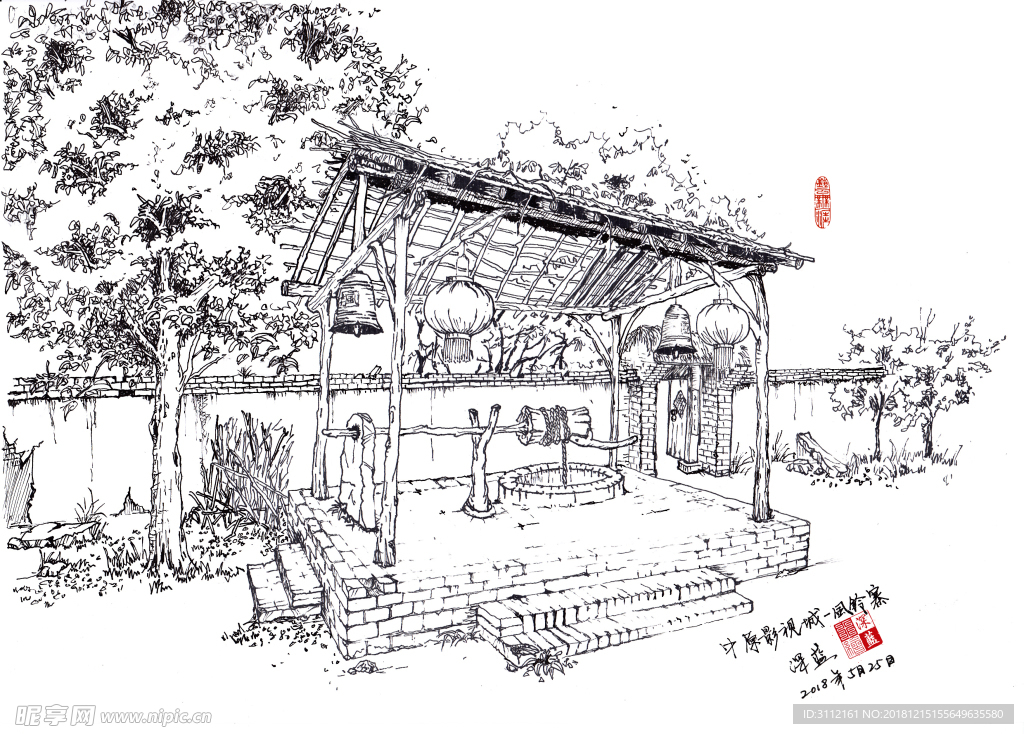 钢笔手绘写生-中原影视城