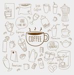 手绘咖啡 水杯 茶壶