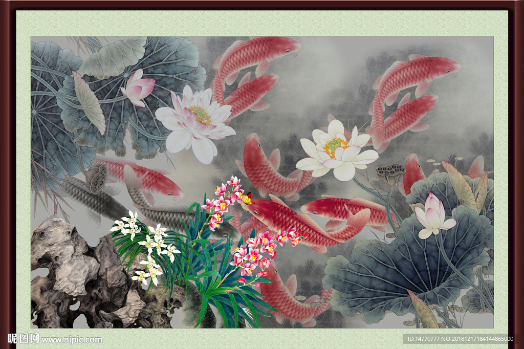 荷花国画