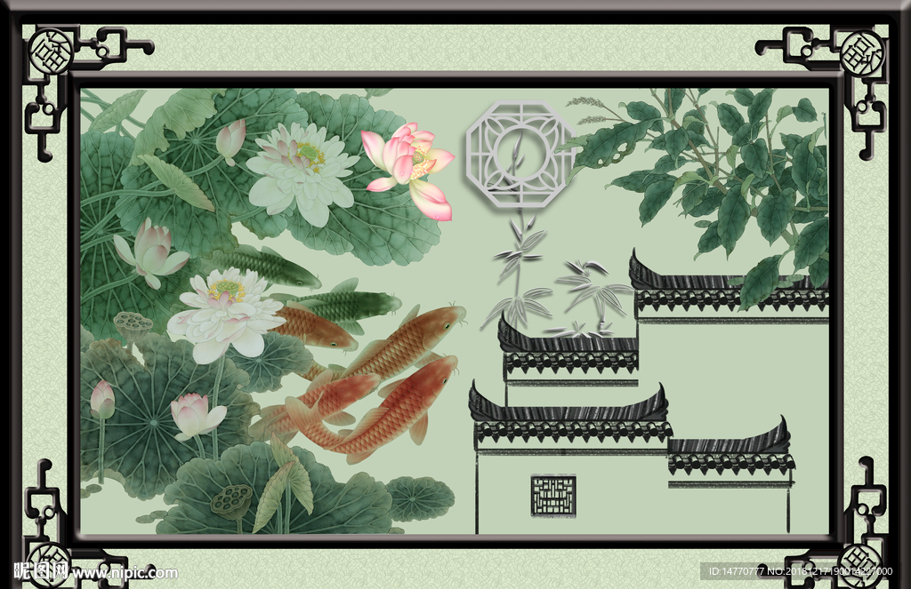 荷花国画