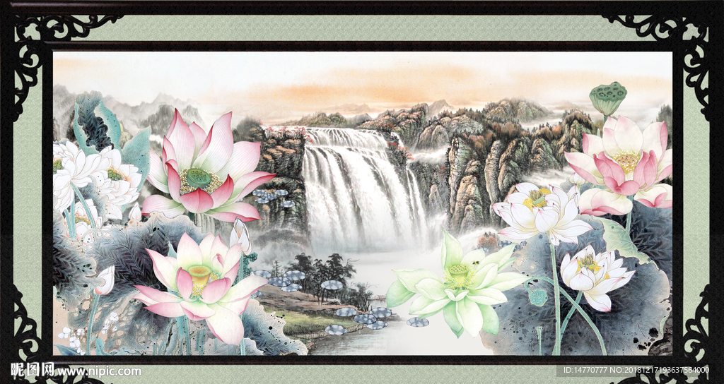 中国画荷花