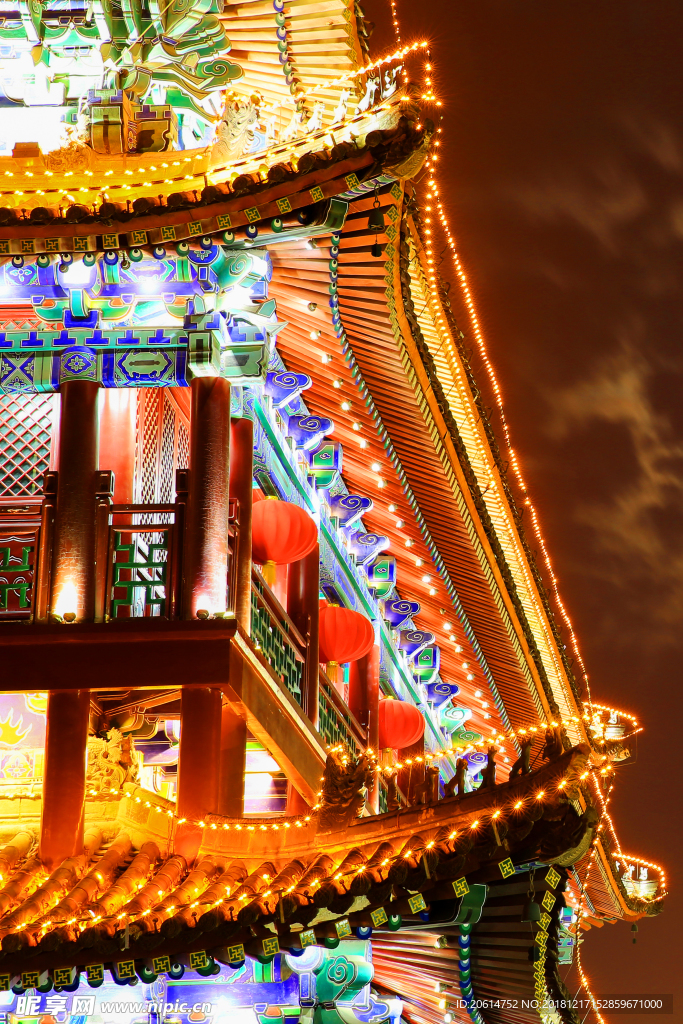 夜色下的古城楼风景
