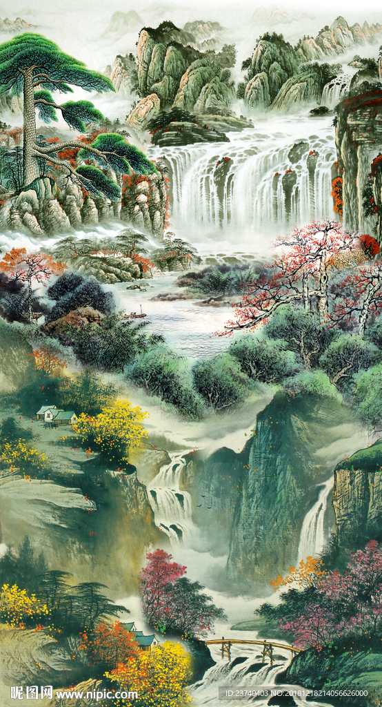 玄关 装饰画 国画山水