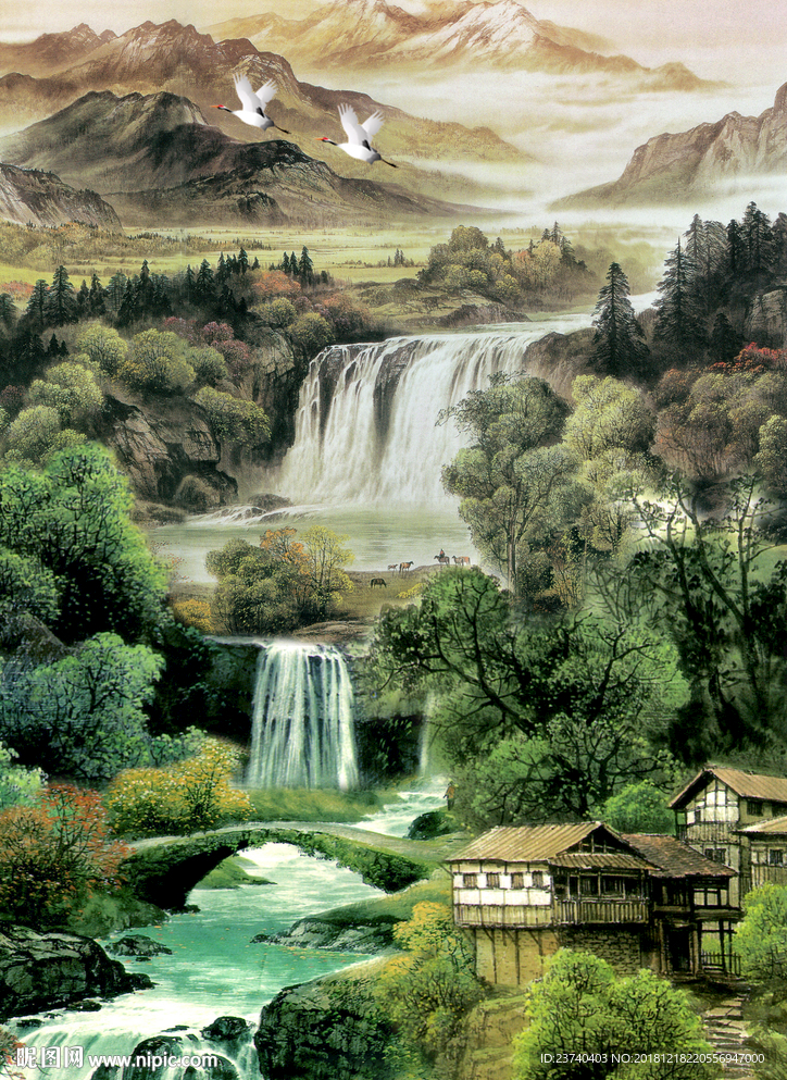 玄关 装饰画 国画山水