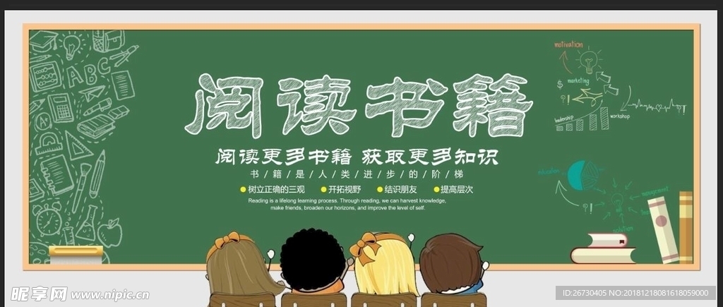 全民 阅读 书籍 校园 展板
