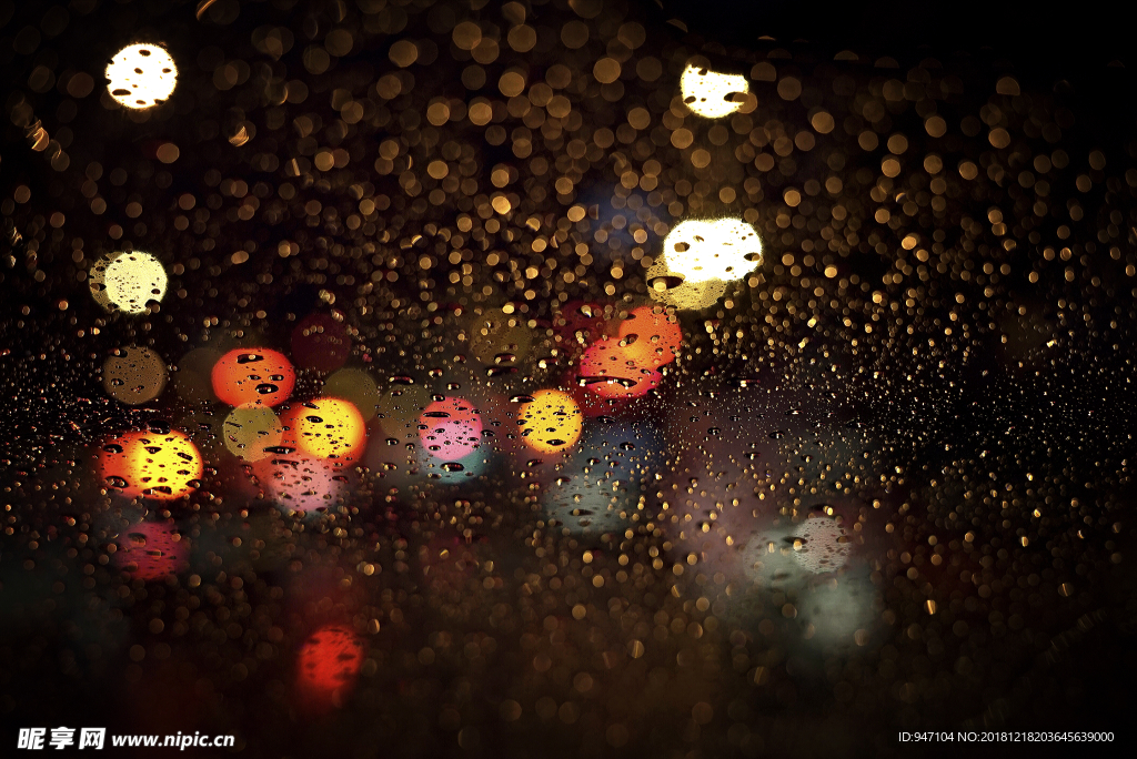 雨夜霓虹灯光点