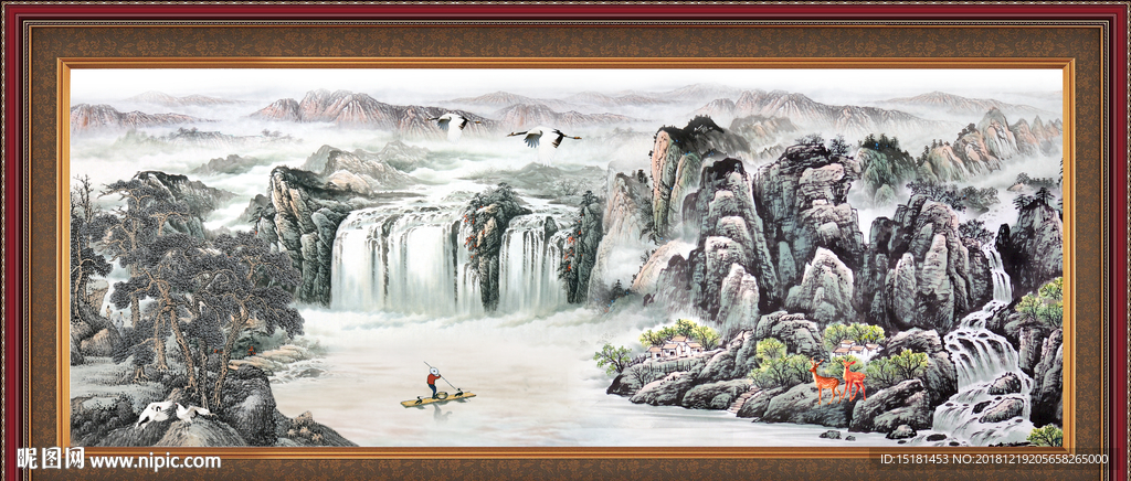 国画聚宝盆 国画 聚宝盆 山