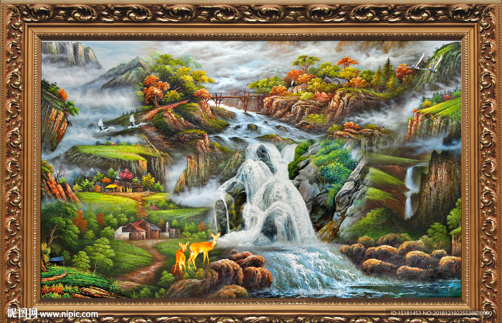聚宝盆山水画