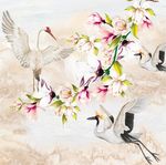 仙鹤手绘花