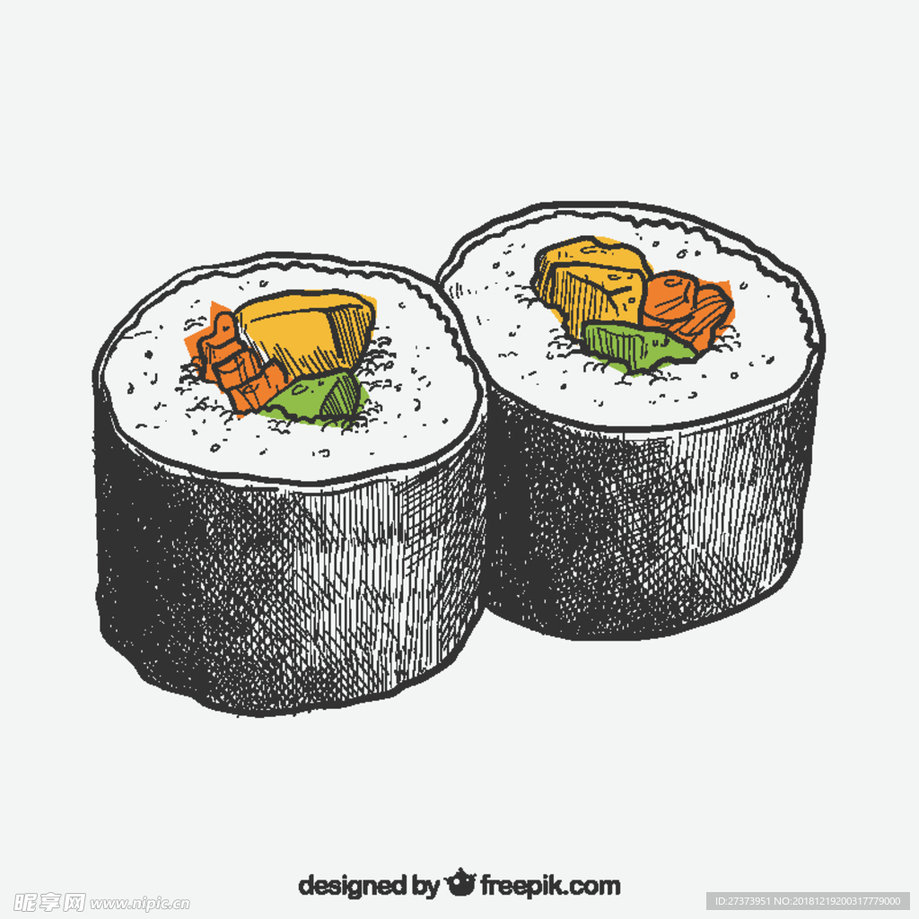 手绘寿司插图