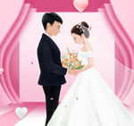 婚庆邀请函迎宾海报结婚背景素材