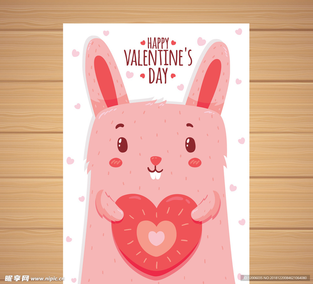彩绘兔子情人节卡片矢量素材