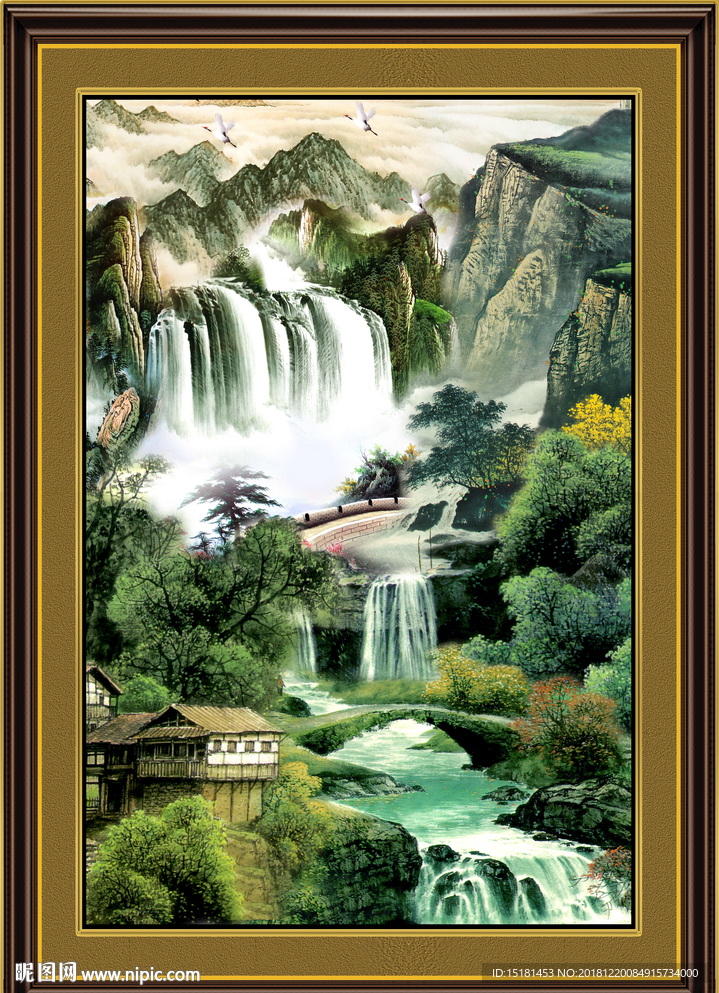 聚宝盆山水画