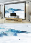 新中式水墨山水电视背景墙