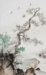 中式玄关撫琴图背景墙