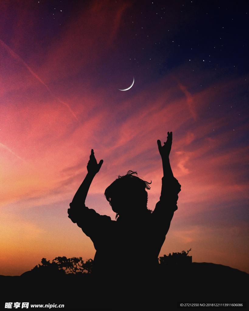 夜晚黑暗系人物景色