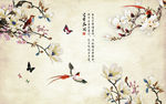 中式花鸟背景墙图片