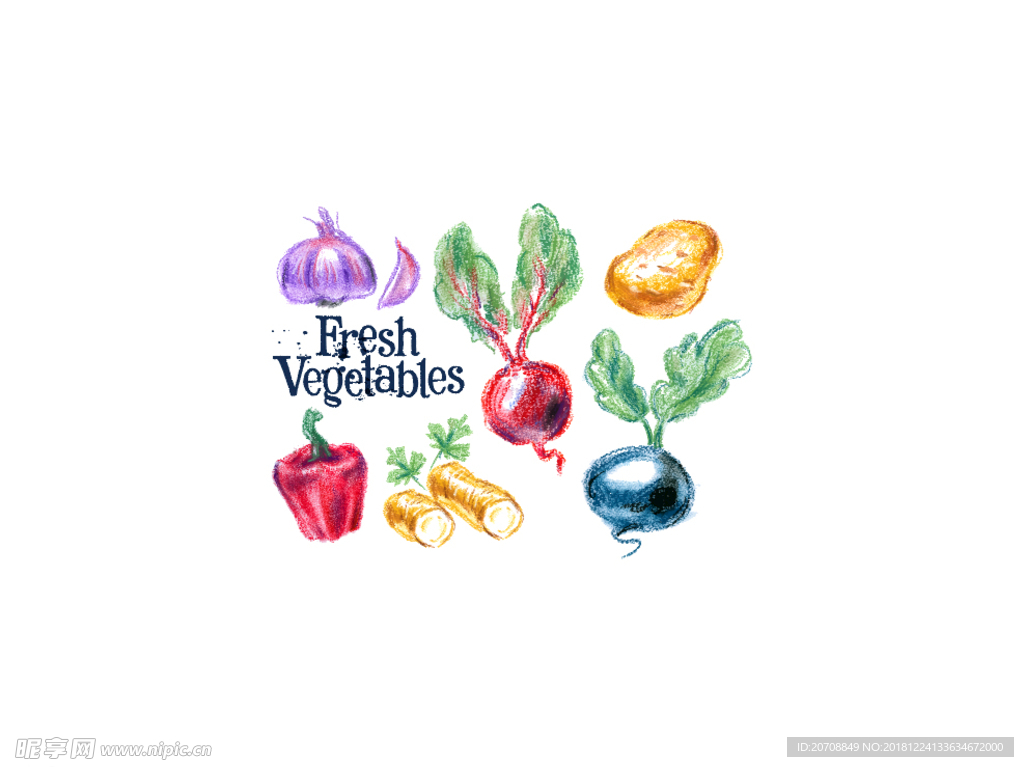 手绘新鲜蔬菜矢量素材