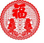 2019猪年剪纸窗花新年矢量