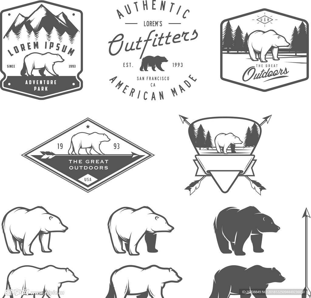 手绘北极熊logo矢量素材