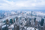 上海雨雪天气城市建筑全景