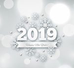 2019年白色雪花新年艺术字