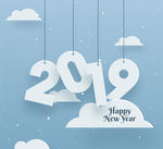 白色2019年挂饰艺术字矢量图