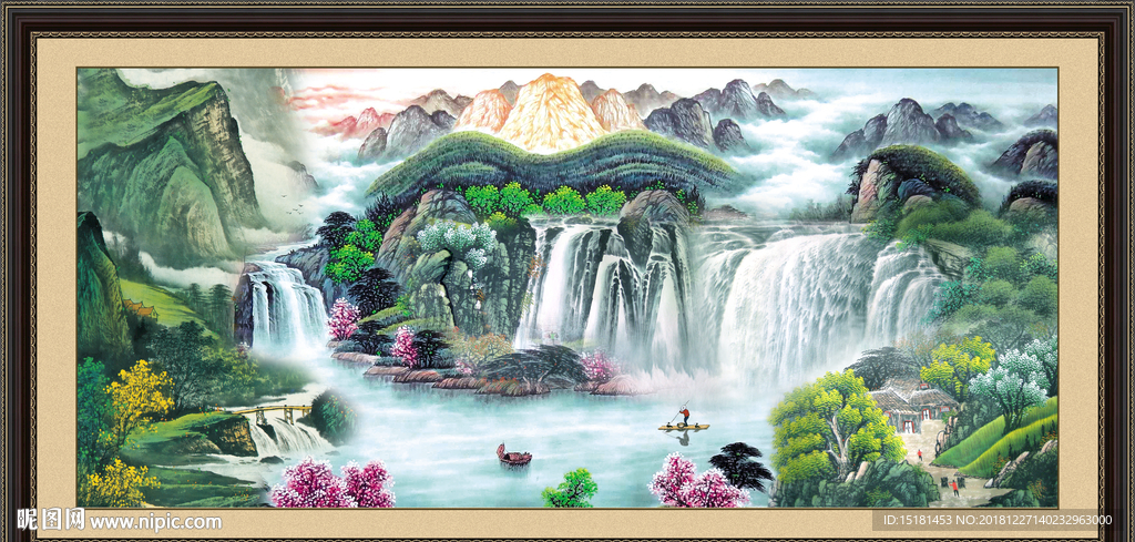 聚宝盆山水画