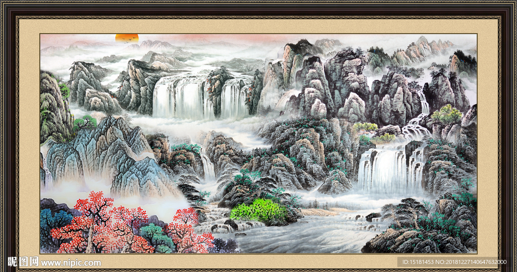 聚宝盆山水画