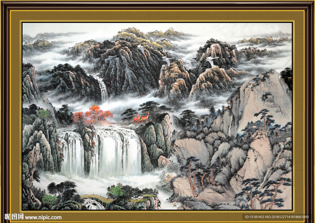 聚宝盆山水画