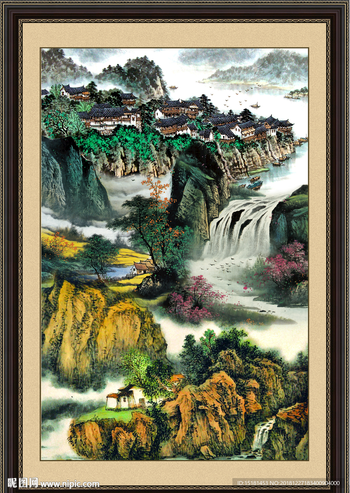 聚宝盆山水画