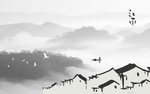 山水风景水墨中式简约装饰画