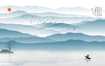 山水风景水墨中式简约装饰画