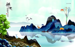山水风景水墨中式简约装饰画