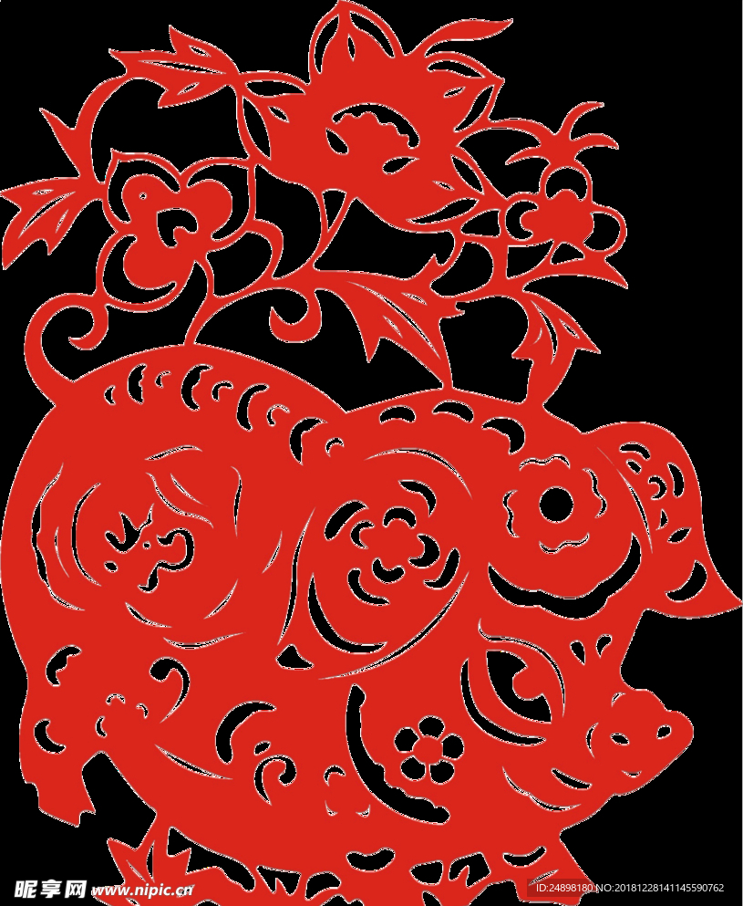 2019  福猪剪纸