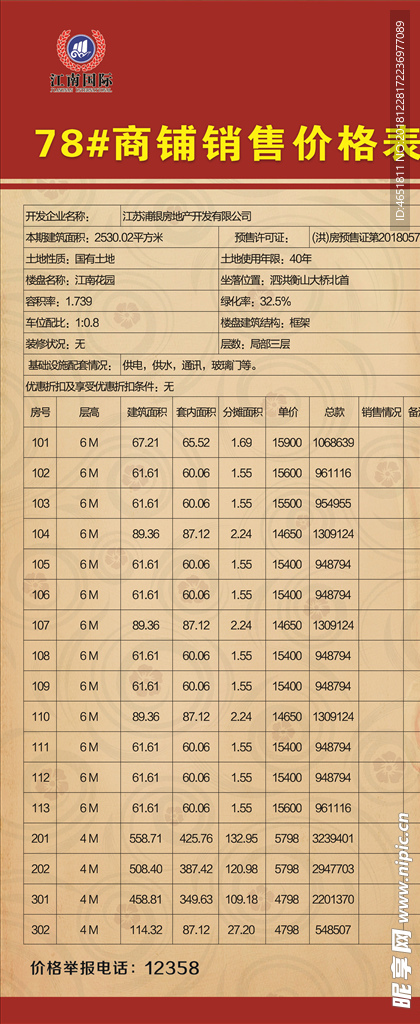 售楼处销控表