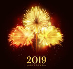 2019年灿烂烟花贺卡矢量素材
