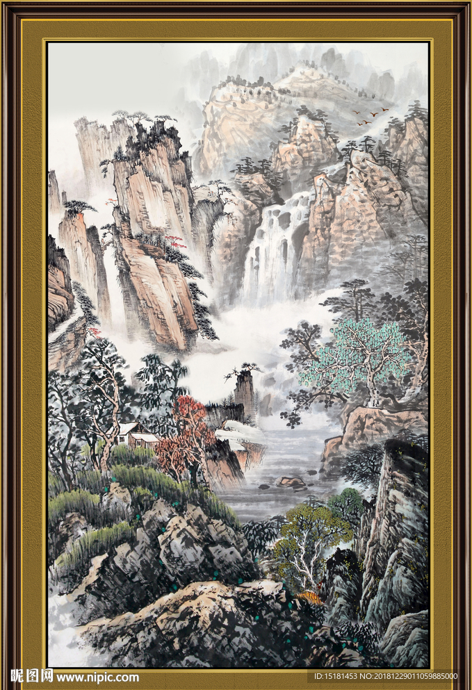 竖幅山水画
