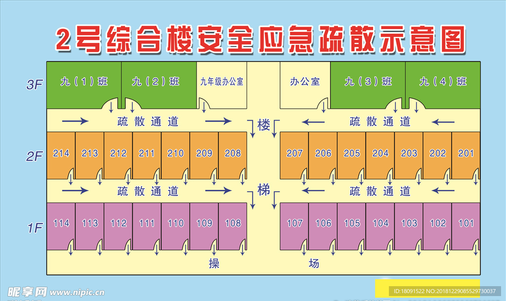 综合楼安全疏散示意图