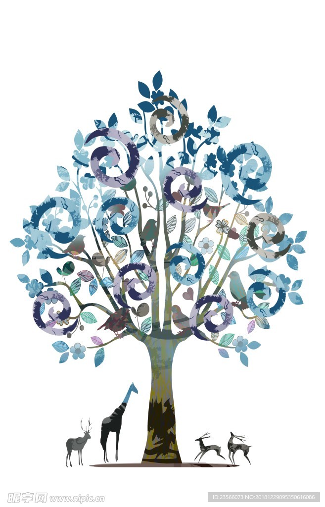 北欧小清新森林麋鹿动物装饰画