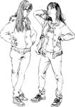 两位女生速写作品矢量高清素材
