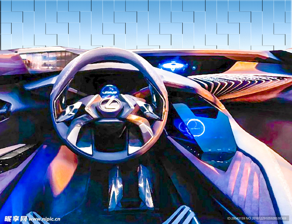 豪车 电脑桌面 绘画风格