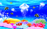 3D梦幻海底世界水母海底植物地