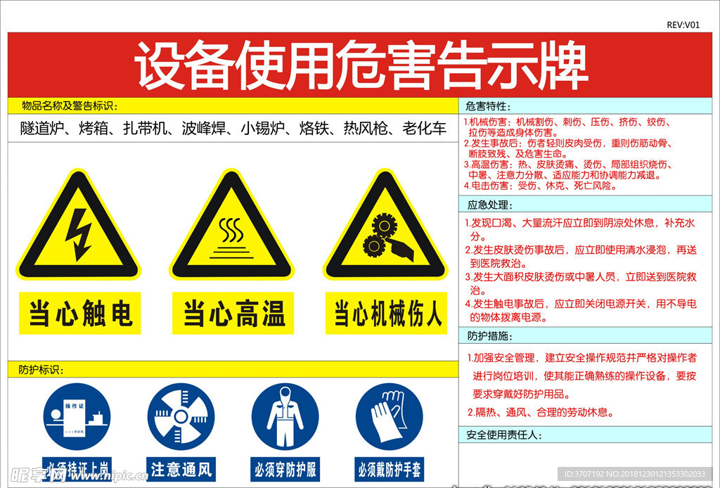 设备使用危害告示牌当心高温