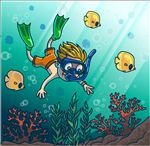 卡通海底潜水